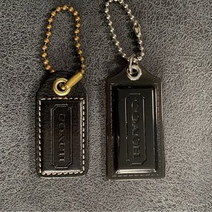 Coach Dark Brown Signature Purse Charms Fobs Set Of Two Authentic Hanging Tags